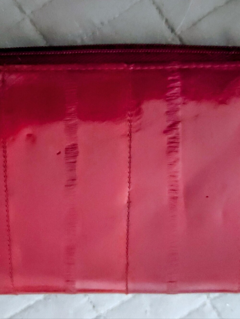 Vintage Burgundy Red Eel Skin Continental Wallet Snap Closure